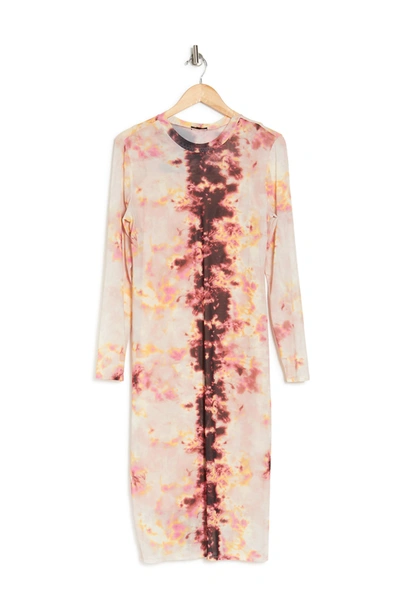 Afrm The Loaf Mesh Dress In Soft Blush Placement Tie Dye