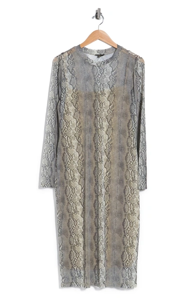 Afrm The Loaf Mesh Dress In Neutral Snake