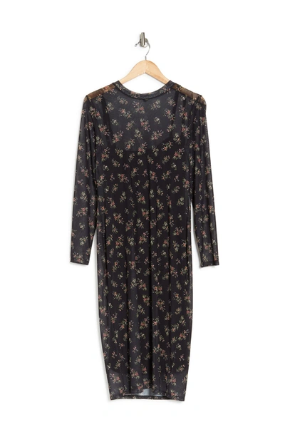 Afrm The Loaf Mesh Dress In Noir Autumn Bouquet