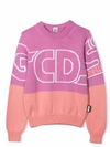 Gcds Mini Kids' Lilac Sweater For Girl With White Logo In Pink