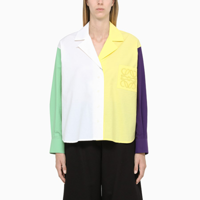 Loewe Womens Multicoloured Colour-block Relaxed-fit Cotton-blend Shirt 8 In Multicolore