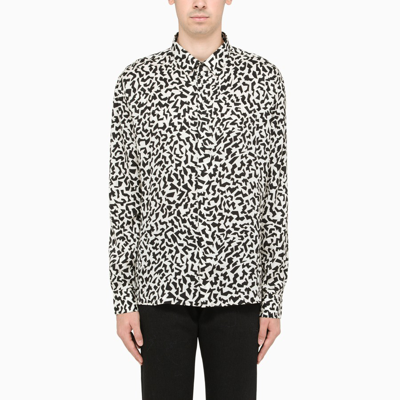 Saint Laurent Opaque And Glossy Sparkle Printed Silk Shirt In Black