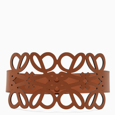 Loewe Anagram Cut-out Leather Belt In Brown
