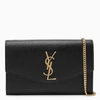 Saint Laurent Black Uptown Chain Wallet In Black