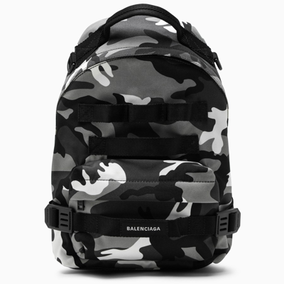 Balenciaga Camou Print Army Backpack In Grey