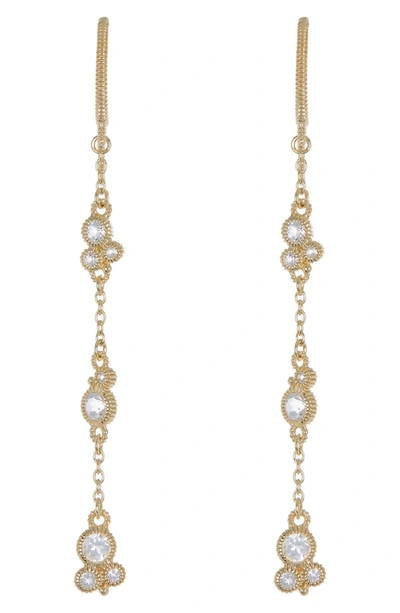Judith Ripka 14k Gold White Topaz Chain Drop Earrings In Wt