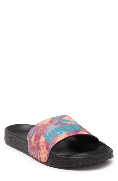 Puma Leadcat Tie Dye Slide Sandal In  Black-scuba Blue