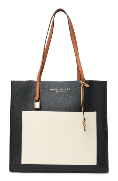 Marc Jacobs Grind Colorblock Leather Tote Bag In Smoked Almond Multi