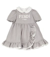 FENDI BABY LOGO-EMBROIDERED WOOL DRESS,P00597181