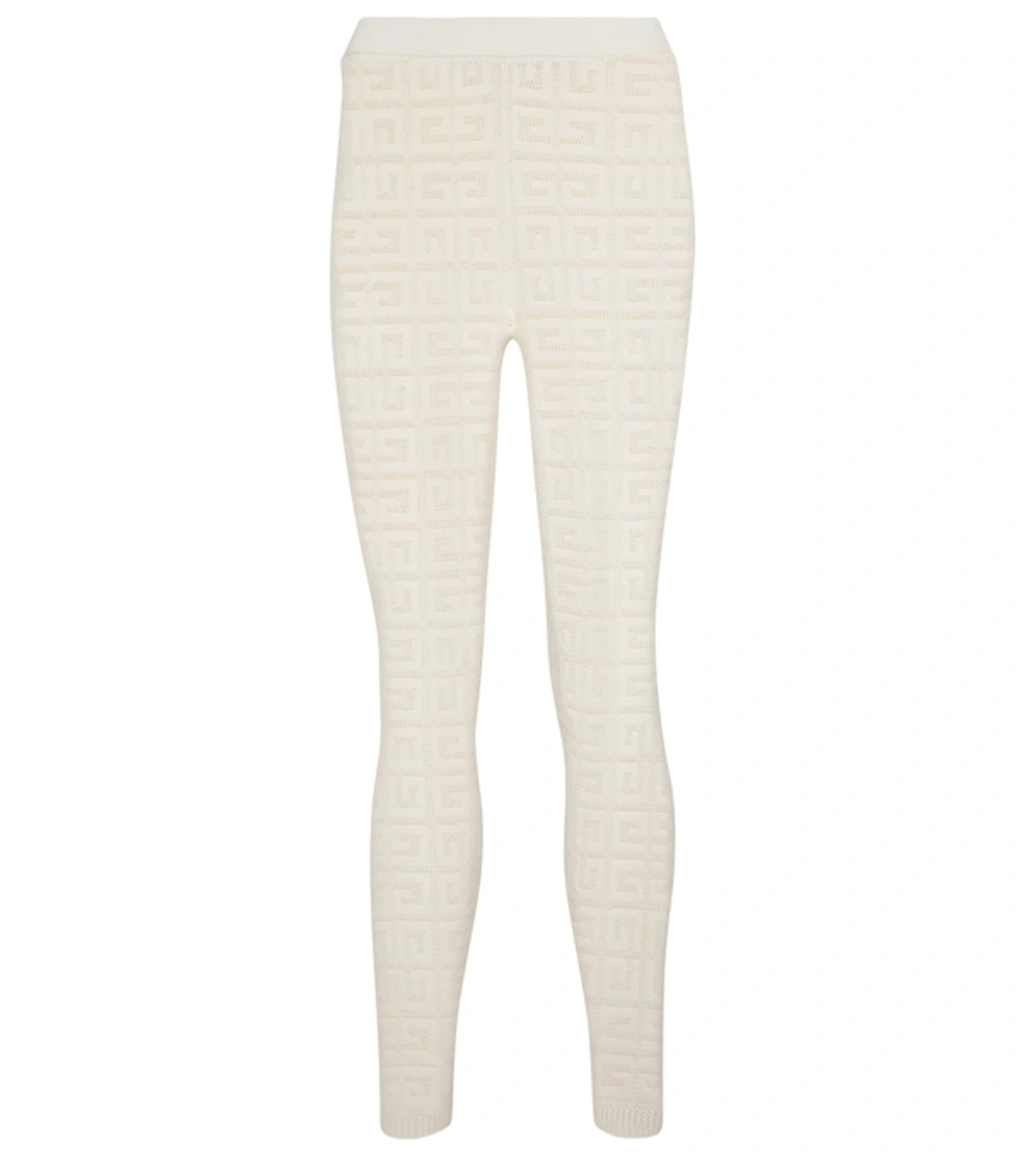 Givenchy Monogram-pattern High-waisted Leggings In Off White