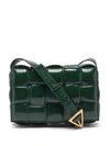 Bottega Veneta Cassette Padded Patent Leather Crossbody Bag In Green