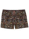 BURBERRY FLORAL DRAWCORD SWIM TRUNKS BLACK