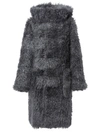 BURBERRY FAUX FUR DUFFLE COAT WITH EAR-DETAIL HOOD TEMPEST GREY