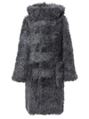 Burberry Faux Fur Duffle Coat With Ear-detail Hood Tempest Grey