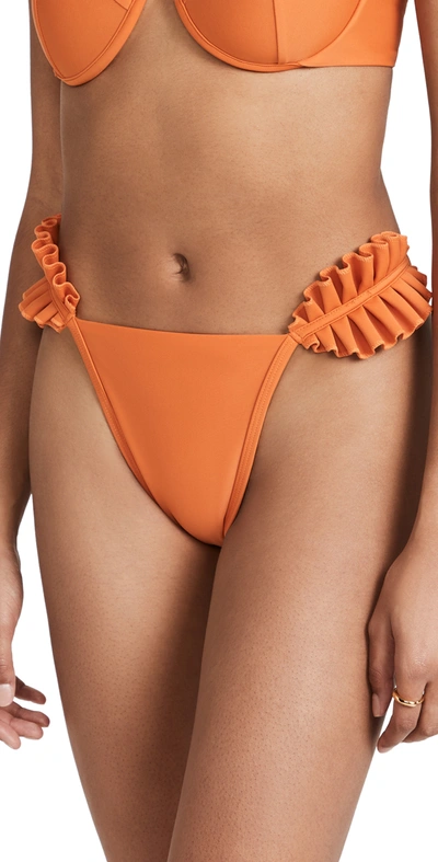 Andrea Iyamah Mulan Ruffle Bikini Bottom In Burnt Orange