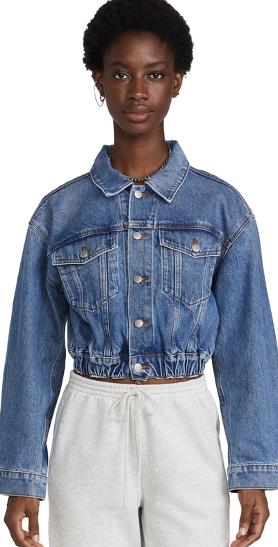 Alexander Wang Cropped Denim Jacket In Medium Wash Denim