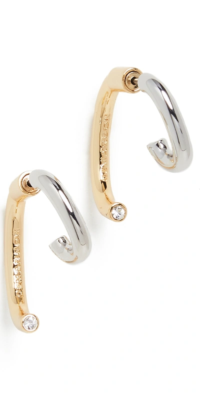 Demarson Mini Luna Gold And Silver Earrings In Multi