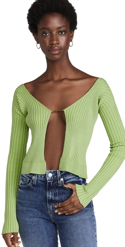 Jacquemus La Maille Pralù Longue Cardigan In Green