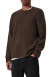 Allsaints Eamont Cotton Blend Crewneck Sweater In Khaki Brown