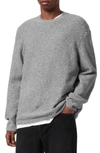 Allsaints Eamont Cotton Blend Crewneck Sweater In Grey Marl