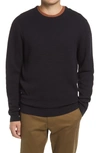 Nordstrom Popcorn Stitch Cotton Blend Crewneck Sweater In Black Caviar