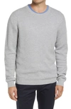Nordstrom Popcorn Stitch Cotton Blend Crewneck Sweater In Grey Heather