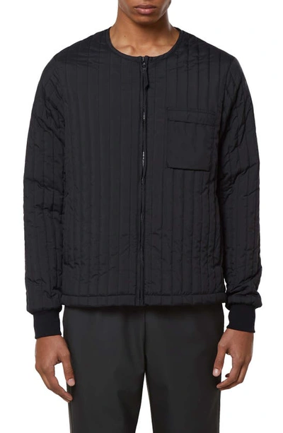 Rains Quilted Collarless Jacket In Black