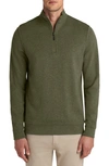 Bugatchi Reversible Quarter Zip Cotton Blend Pullover In Khaki