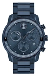 Movado Men's Bold Verso Swiss Chronograph Blue Stainless Steel Bracelet Watch 44mm In Blue