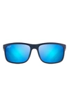 Maui Jim Huelo 58mm Polarizedplus® Rectangular Sunglasses In Dark Blue/ Blue Hawaii