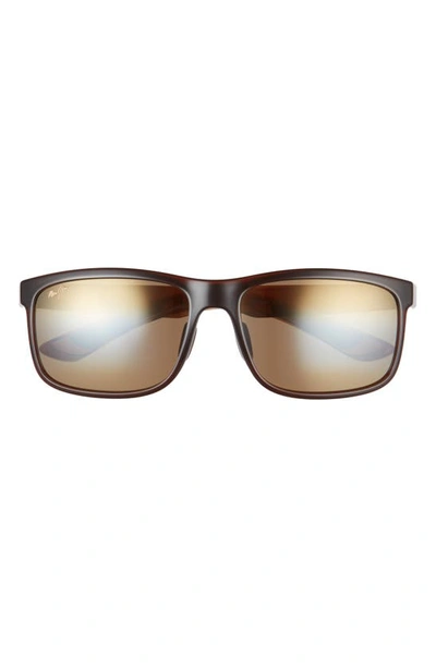 Maui Jim Huelo 58mm Polarizedplus® Rectangular Sunglasses In Tortoise/ Hcl Bronze