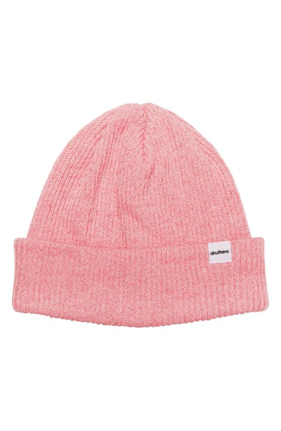 Druthers Ribbed Recycled Cotton Blend Beanie In Pink Melange