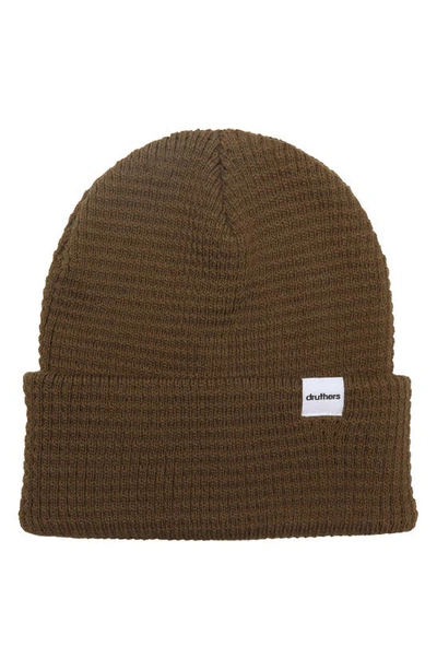 Druthers Organic Cotton Waffle Knit Beanie In Olive