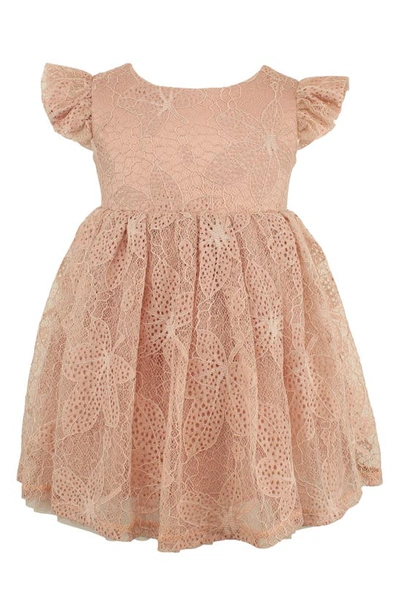 Popatu Kids' Lace Overlay Dress In Dusty Pink