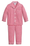 Petite Plume Kids' Mini Gingham Flannel Two Piece Pajamas In Red