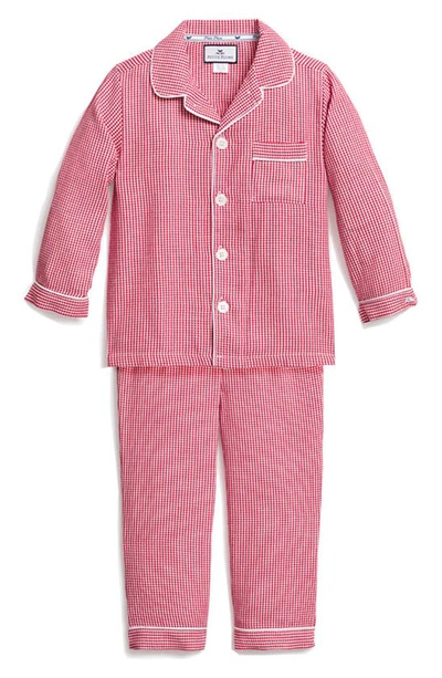 Petite Plume Kids' Mini Gingham Flannel Two Piece Pajamas In Red
