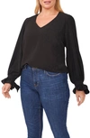 Cece Tie Sleeve Blouse In Rich Black