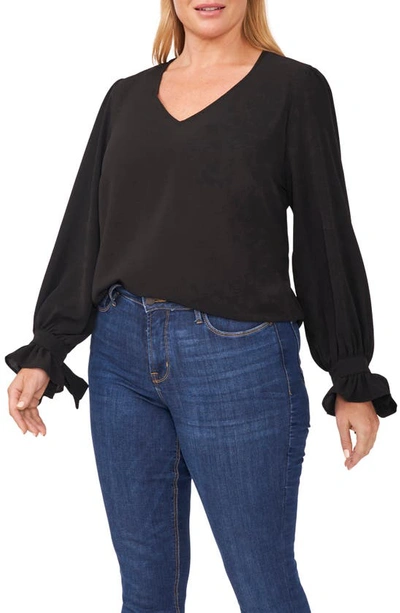 Cece Tie Sleeve Blouse In Rich Black