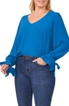 Cece Tie Sleeve Blouse In Sapphire Sky