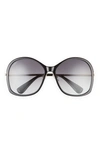 Max Mara 60mm Round Sunglasses In Black/ Gold/ Smoke