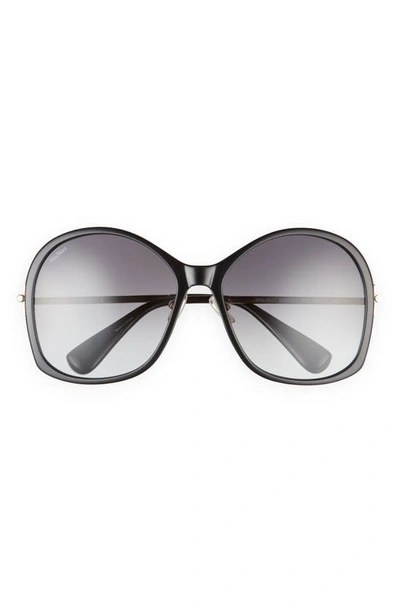 Max Mara 60mm Round Sunglasses In Black/ Gold/ Smoke