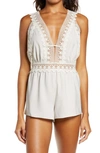 Flora Nikrooz Blythe Matte Charmeuse Romper With Lace In Lt Grey