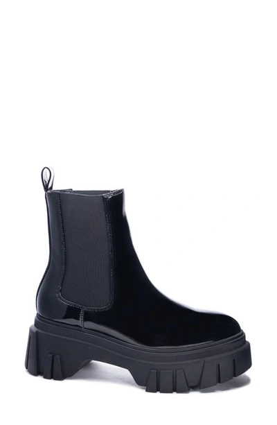 Chinese Laundry Jenny Platform Chelsea Boot In Black Soft Patent