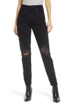 Slvrlake London High Rise Straight Cotton Jeans In Black