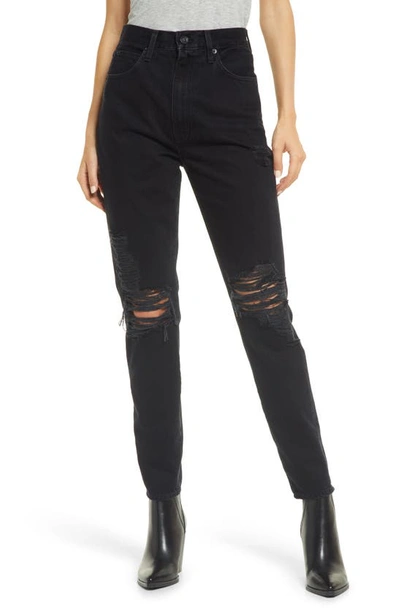Slvrlake London High Rise Straight Cotton Jeans In Black