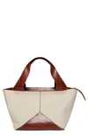 Metier Large Market Tote In Natural W/ Red Navy Stripes