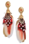 Gas Bijoux Small Sao Feather Earrings In Fuchsia Pink