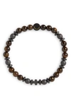 Caputo & Co Tiger's Eye Grounding Stretch Bracelet In Brown