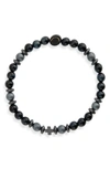 Caputo & Co Tiger's Eye Grounding Stretch Bracelet In Blue Tiger Eye