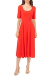 Chaus Elbow Sleeve Fit & Flare Knit Dress In Poppy